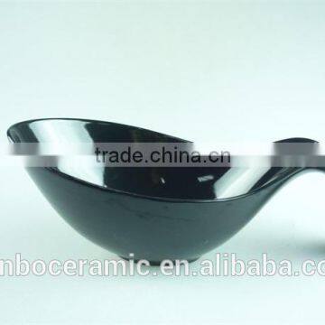 Colorful Black/yellow/red Glazed Ceramic Spoon Holder Kitchen Utensil Rest 12.2 Inch photo-3