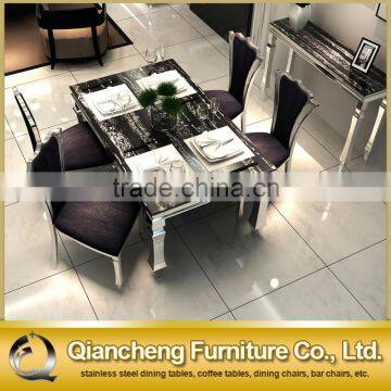 Mirror Sivler Stainless Steel 20mm Marble Dining Table Set photo-5