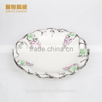 Wholesale Ceramic Plates Dishes,golden Round Plate Grape Style