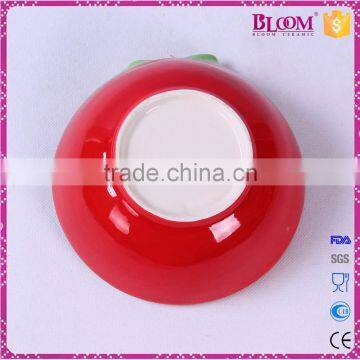 Hand-painted Red Ceramic Christmas Round Candy Bowl photo-6