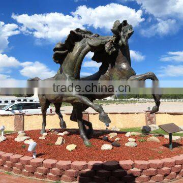 Outdoor metal sculpture running large garden horse bronze statues