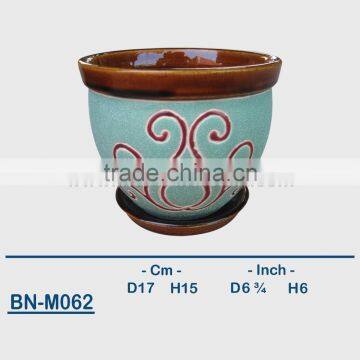Vietnamese Ceramic Sandblasting Mini Flower Pot BN-M062