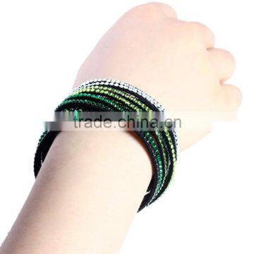 PU Leather Bracelet, Hot Sale Gift Leather With Crystal Gem Decoration photo-5