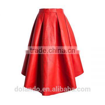 Custom high quality fashion long leather skirt for women