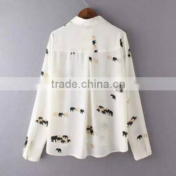 OEM Ladies Long Sleeve Pattern Printed Shirt photo-4