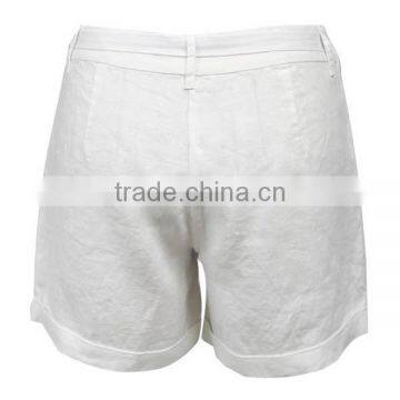Hot Sale Women Fashion Summer Waist Belt Loose Plain Dyed White Sport Casual Short Pants photo-2
