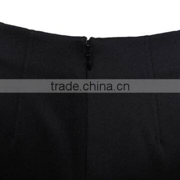 Polyester Chiffon and Black Satin Combination Slim 2015 High Quality Ladies Short Skirt photo-3