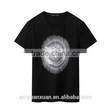 2016 Wholesale Summer black slim printing o-neck men t-shirt