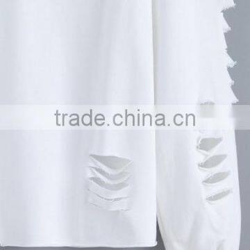 White Round Neck Cut-out Letters Print Sweatshirt for Women photo-3