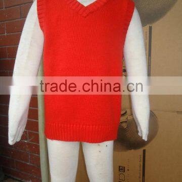 custom cheap unisex baby orange v-neck knitted nuiform sweater vest