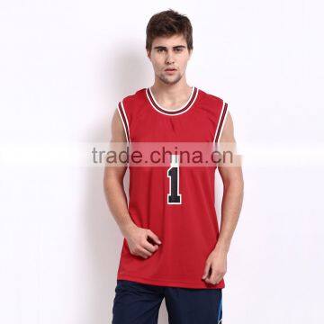 Latest Uniform Red Basketball Sleeveless Jersey Design