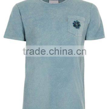 China High-end Short Sleeve Enzyme Wash Blue t Shirts photo-5