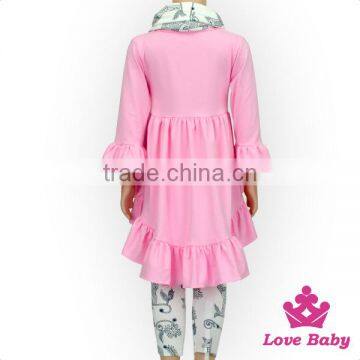 48BQA081-3Yiwu Lovebaby Cotton&silk Milk Wholesale Animal Print Pant Long Sleeve Light Pink Casual Dress Newborn Baby Clothing photo-5