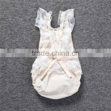 S17535A 2017 Newborn Baby Girls Flower Bodysuits Lace Romper photo-3