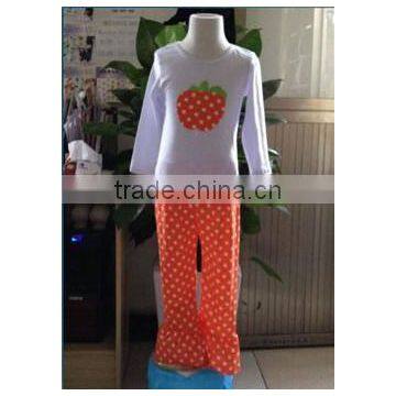 halloween outfit long sleeve white top and orange&white pants girls fall boutique outfit china import baby clothes