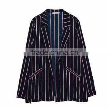 2017 SIMPLE STYLE Ladies Long Casual Striped Blazer Coat photo-6