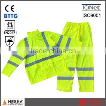 uniform hoodie yellow high visibility waterproof safety reflective tape rain suit