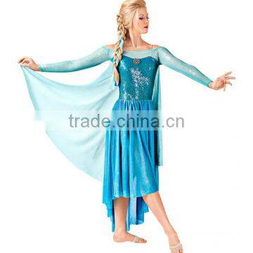 2016 Hot !!-light blue let it go long glitter costumes- frozen princess spark dresses