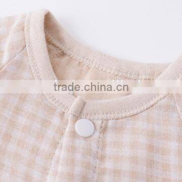 Wholesale Quality Baby Clothing Organic Cotton Onesie Baby Romper Plaid photo-3