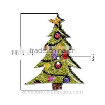 Cheap 3cmx2.3cm Christmas Tree Green Two Holes Wood Button in Bulk photo-2