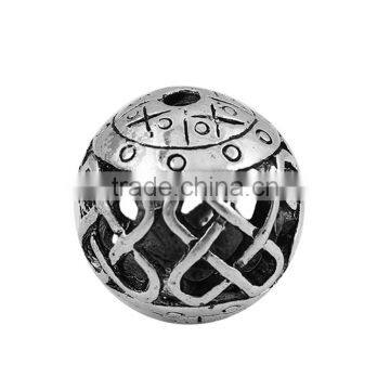 Zinc Based Alloy Spacer Beads Round Antique Silver Cross