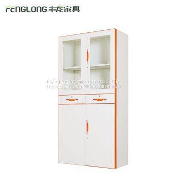 2 Tier Cardboard Storage Locker Metal Furniture/combination Storage Cabinet Glass Door photo-4