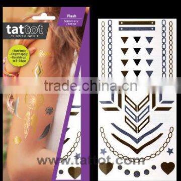 Flash Adult Temporary Tattoo oem gold and silver tattoos sticker