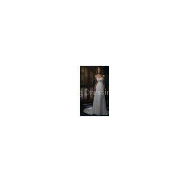 Sheath Bridal Gown / Ivory White Wedding Dress Silhouettes with Bodice Flowers