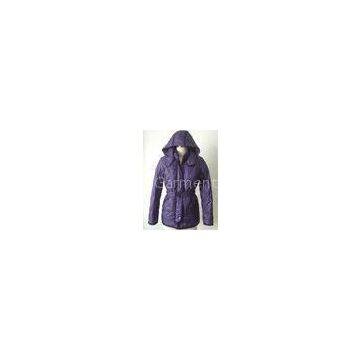Fashion Purple Womens Long Down Coat , Windproof Duck Feather Outerwear