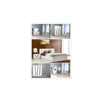 modern high gloss bedroom furniture double bed dresser night stand