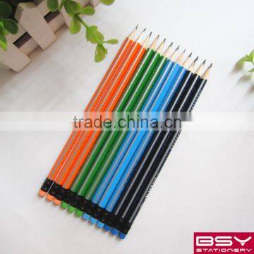 12pcs HB striped pencils with eraser in pvc boxs