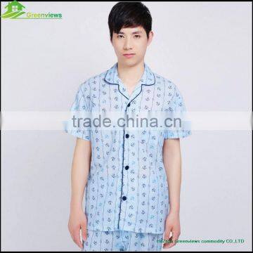 High quality cotton sleepwear/nightgown summer wholesale jacquard pajamas for man ,home sleepwear GVBS0012