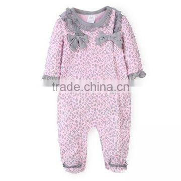 Newborn Infant Baby Leopard Print Romper Outfits (Color: Pink)