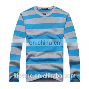 Long sleeve blue striped polo t shirts for adults age group