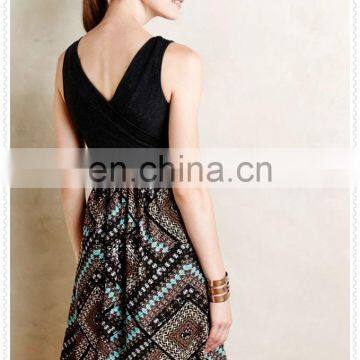 China Most Popular Sleeveless Cross Front Wrap Flared Women Jersey Dress photo-3