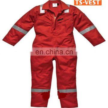 Apparel	workwear safety clothing flame retardant 100% cotton reflective tapes EN14116 Europ red coveralls