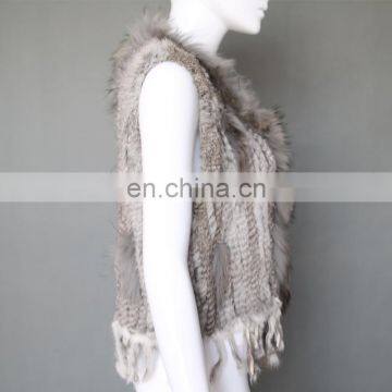 Real Rabbit Fur Knitted Weaven Pattern Fur Vest/gilet photo-2