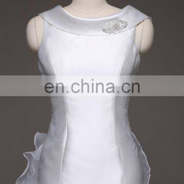 Exquisite Ed A-line Silver Long Sleeveless Beaded Satin Hand-flower Evening Dress 2017 photo-2