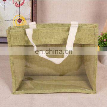 Green Handle Shoulder Jute Eco-friendly Reusable Bag