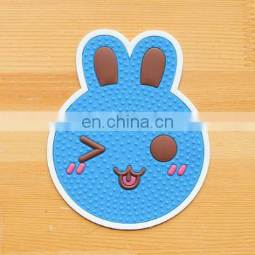 advertising rabbit design PVC glass coasters;rabbit element/design cup mat