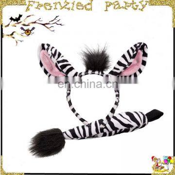 Zebra EarsTail Bow Animal funny party headband FGHD-0011