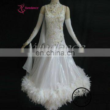 B-1059 Stage Performance White ballroom dance dress