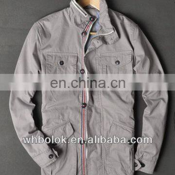 New custom design men's long cotton jacket fashion slim fitted men's jacket