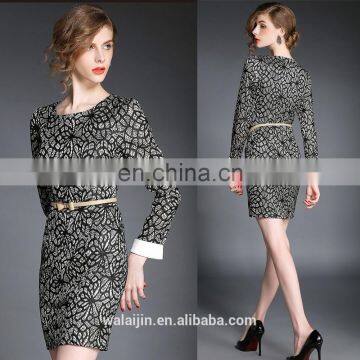 High quality ladies black lace bodycon dress, long sleeve lace dress wholesale