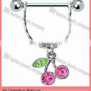 diamond cherry chain nipple piercing body jewelry