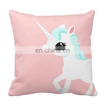 Linen Cotton Home Decor Plain Pink Pretty Unicorn Pillow Case Cover Wholesale 18 X 18 Inches Sofa Applique Work Cushion Cover