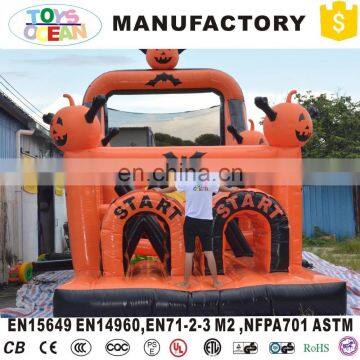 Outdoor Halloween Pumpkin Inflatable Obstacle Course for Kids Party Used photo-3