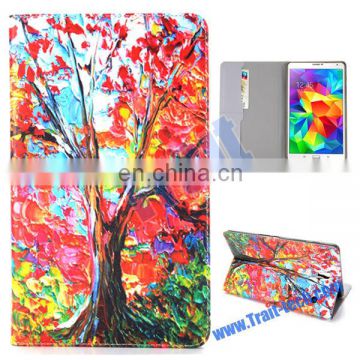 Oil Painting Pattern Wallet Style Flip Stand TPU+PU Leather Case for Samsung Galaxy Tab S 8.4 T700 T705