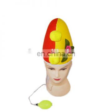 MCH-1896 Party Carnival Masquerade novelty red yellow velvet child cone hat with flower