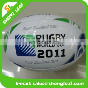 Standard size and weight machine sewn cured rubber rugby ball